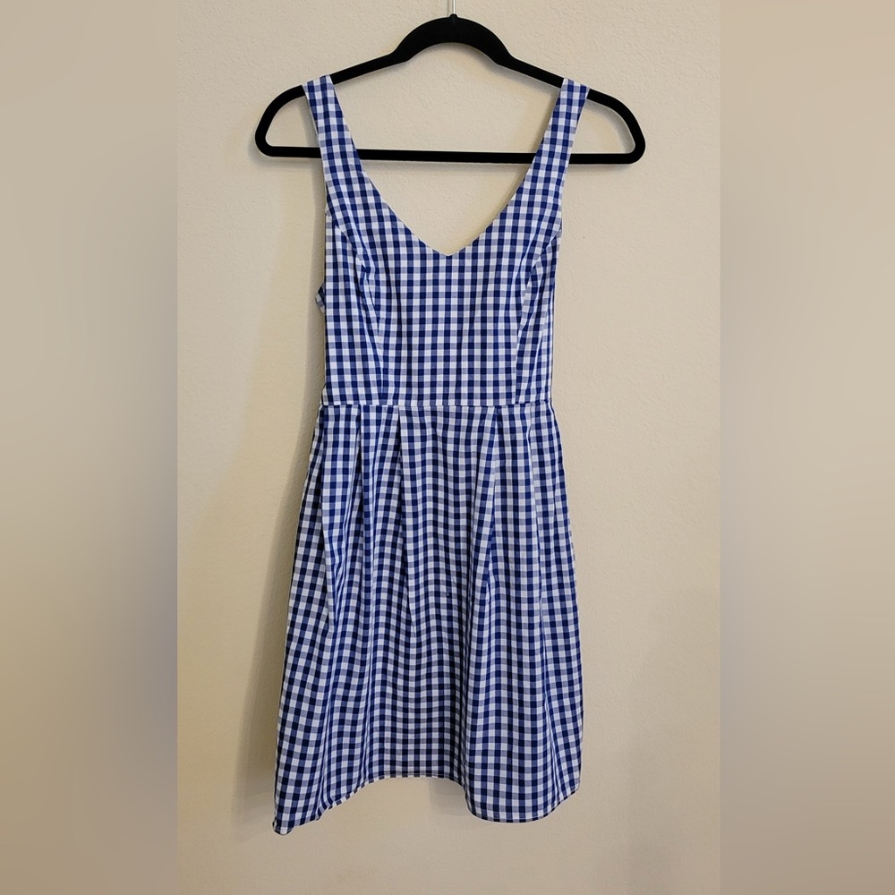 A. Calin By Flying Tomato Blue & White Cotton Gingham Sundress Cottagecore Sz M